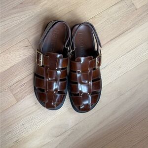 Loeffler Randall Dark Brown Leather Fisherman Sandals